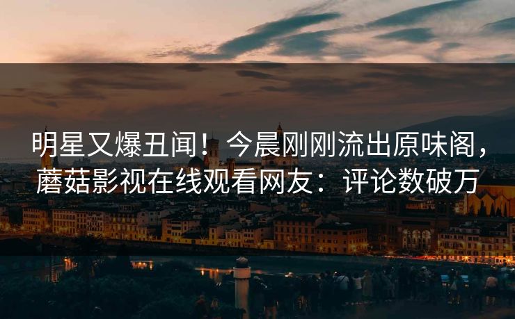 明星又爆丑闻！今晨刚刚流出原味阁，蘑菇影视在线观看网友：评论数破万