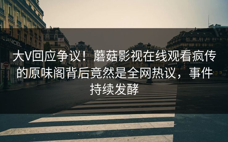 大V回应争议！蘑菇影视在线观看疯传的原味阁背后竟然是全网热议，事件持续发酵