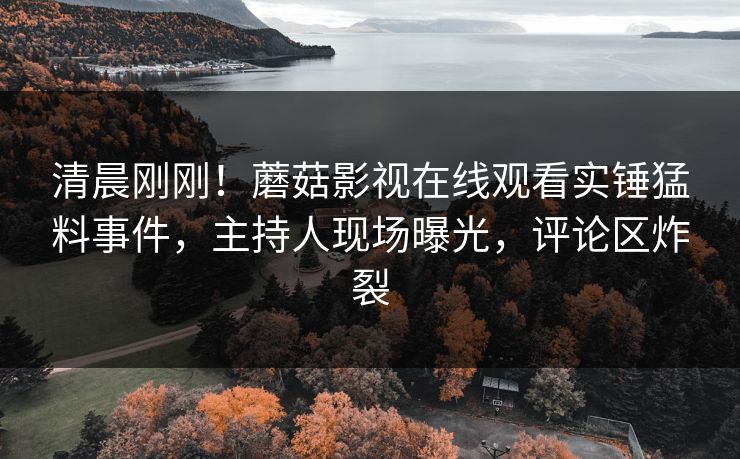 清晨刚刚！蘑菇影视在线观看实锤猛料事件，主持人现场曝光，评论区炸裂