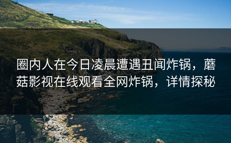 圈内人在今日凌晨遭遇丑闻炸锅，蘑菇影视在线观看全网炸锅，详情探秘