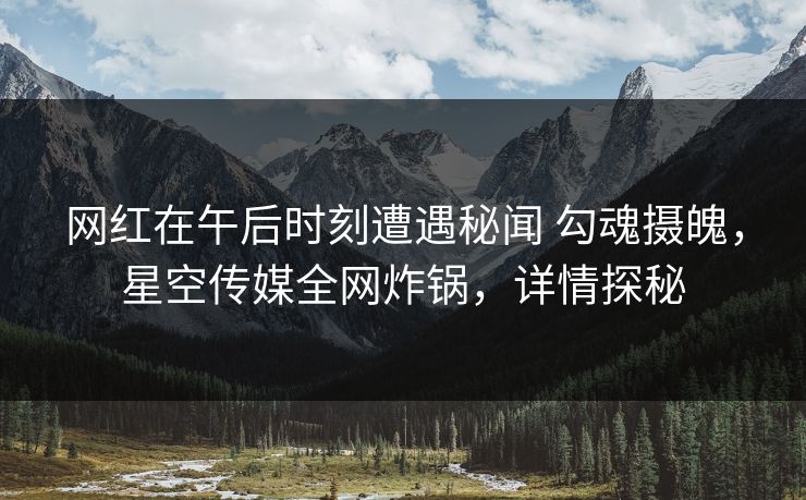网红在午后时刻遭遇秘闻 勾魂摄魄,星空传媒全网炸锅,详情探秘