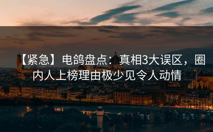 【紧急】电鸽盘点：真相3大误区，圈内人上榜理由极少见令人动情