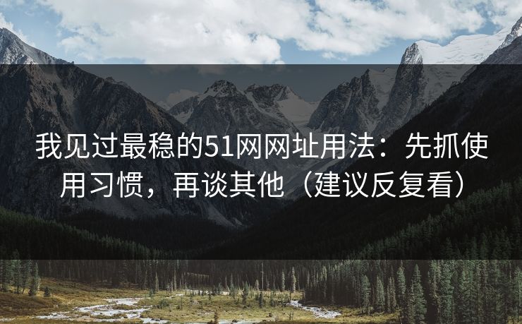 我见过最稳的51网网址用法：先抓使用习惯，再谈其他（建议反复看）