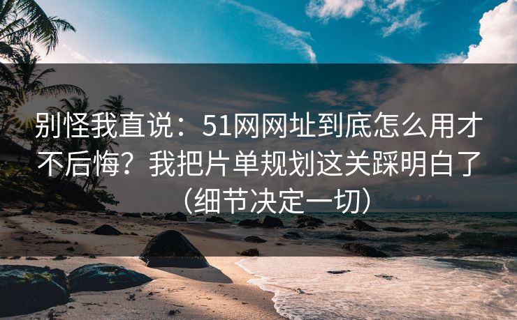 别怪我直说：51网网址到底怎么用才不后悔？我把片单规划这关踩明白了（细节决定一切）